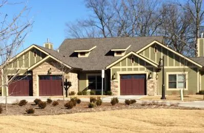 New multiple wood garage door system in house