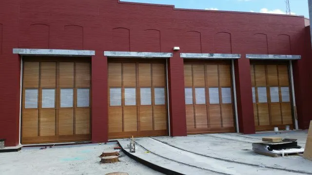 New multiple garage door system in warehouse