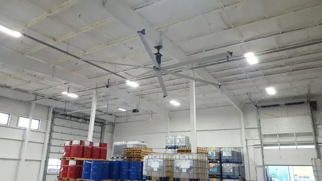 New fan system in warehouse