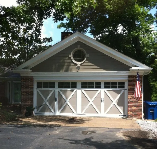 New brown garage door system in house